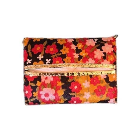 Handmade tissue holder Small Floral Print. Fun stocking stuffer. 4"×2.5" Satin - Picture 1 of 7
